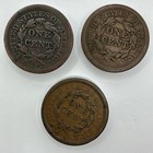 Braided Hair Large Cent Trio     1852 1853 1856     Nice Circulated Early Copper