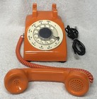 Vintage 1960s Western Electric C d 500  10-64  Orange Rotary Dial Desk Top Phone