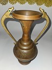 Antique Art Nouveau Copper Vase     Twin Snake Brass Handles