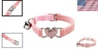 Heart Bling Velvet Cat Collar With Safety Bell - Adjustable 8-11 Inches  Pink