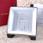 Cartier Porcelain Mini Change Tray Ashtray Platinum Painted Rim 8 X 8cm W  Box