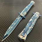 9    Blue Tactical Spring Assisted Open Blade Folding Pocket Knife Hunting Knife