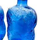 Pair Libbey Cobalt Blue Glass Bottles Embossed Acorns Oak Leaves Cork Stopper