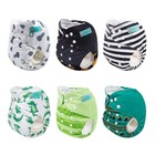 Alvababy 6 Pack Cloth Diaper With 12 Inserts One Size Adjustable Washable Reu   