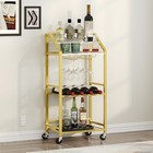 Bar Cart Gold For The Home Small On Wheels Beverage Serving With Glass Holder