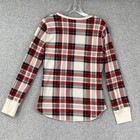 Old Navy Top Womens M Red Plaid Waffle Knit Long Sleeve Stretch Pullover Casual