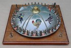 Rare Antique Jal French Roulette Wheel W  Animals Wood Base   Felt Mat