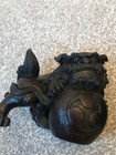 Pair Of Bronzed Heavy Hard Stone Hand Carved Chinese Antique Foo Dogs 