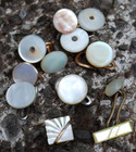 Antique Lot Of 11 Mother Of Pearl Button Studs  Ball Shirt Studs  Cufflink C1910