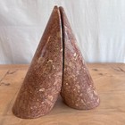 Vintage Pair Of Mcm Red Pink Marble Bookends Heavy Polished Granite Read