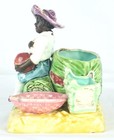 Antique Blackamoor Majolica Match Holder Match Striker Ashtray Cigarette Holder