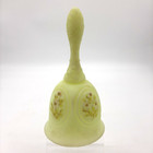 Fenton Yellow Uranium Custard Glass Floral Bell Hand Painted Signed Glow Decor