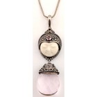 Vintage Sterling Silver Sajen Carved Goddess Pink Quartz Pendant Necklace