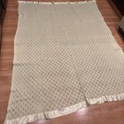 Vintage Earlys Of Witney England Cellular Satin Trim Green Blanket 70x90
