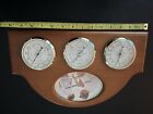 Antique Thermometer  Barometer And Humidity wooden Frame For Photo  Key Included