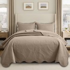 Floral Embossed Quilt Bedding Set Soft Reversible Bedspread With Pillow Shams