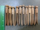 Vintage Antique Wooden Clothes Pins Lot Of 10 Weathered Primitive Farmhouse