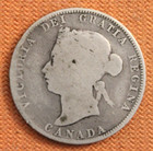 1872 H Canada Twenty Five 25 Cent Victoria Sterling Silver Quarter Coin