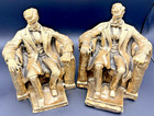 Vintage Abraham Lincoln Bookends Gold bronze Finish Seated Statue Pair