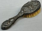 Antique Silver Art Nouveau Repousse Floral Hair Brush Hope Company 8 5   