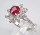 2ct Art Deco Style Lab Created Ruby   Diamond Anniversary 14k White Gold Fn Ring