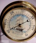 Vintage Nautical 9  Springfield Made In Usa Sailing Ship Maritime Barometer