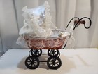 Vintage Victorian Style Small Doll Carriage Buggy Stroller Metal Wicker  Wood 