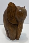 Vintage Carved Wood Elephant Figurine Stylized Mcm Minimalist 5  Statue Boho Art