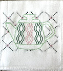 New Set Of 2 Vintage Style Hand Embroidered Mint Tea Flour Sack Dish Towels -new