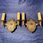 Nice Beautiful Finish Pair Riddle Co  Sconces Double Candle Fixtures 65e