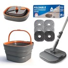 Collapsible Mop And Bucket Set  Spin Mop With Separate Dirty And Clean Water 