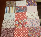 Antique Feedsack Samples 15 All Different Reds  Novelty  Florals  Stripes 8   5 