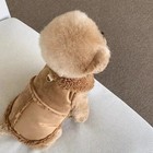 Pet Dog Cat Winter Coat Padded Brown Vest Warm Fleece Puppy Jacket Harness Ring