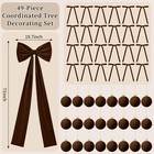 49 Pcs Chocolate Brown Christmas Tree Decoration Set With Velvet Bow Ball