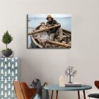 Vintage Oil Canvas Poster Helping Hand Old Fisherman 1881 By Emile Renouf Poster