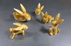 Vintage Erzgebirge 5 Bunny Esco Rabbit Family Wood Figures Germany