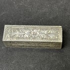 Vintage Lipstick Holder 800 Silver Case And Mirror W  Jade Cabochon Etched