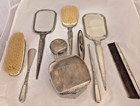 10pc Art Deco Saart Brothers Sterling Silver Vanity Set Mirrors Jars Brush Comb