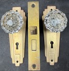 Art Deco Brass Passage Set Door Knobs  Plates  Mortise Lock Glass Knobs 1 Of 4