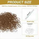 1800pcs Loom Rubber Bands Kit With 135pcs S-clips 3-hooks Light Coffee