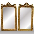 Pair Of Large Louis Xv Style Gilt Gold Putti Angel Wall Mirrors  61 5 h