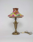 Rewired Antique Vtg Arts   Crafts Deco Victorian Table Lamp Painted Glass Shade