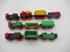 Wooden Train Set Vintage Mixed Lot Of 10 Pieces Magnetic Engine Cars Brio thomas