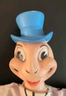 Disney Jiminy Cricket Hand Puppet Gund Rubber Head Toy W squeaker Works Vtg
