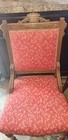Victorian Eastlake Walnut Parlor Chair Set   Red Upholstery  Wood Wheels