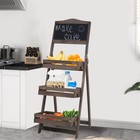 Easy Wipe Chalkboard Sign Stand With 3 Display Shelves For Food Book Craft Fairs