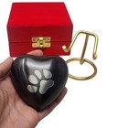 Pet Memorial Heart Urn For Ashes Black Paw Print Dog Cat Cremation Keepsake Urn