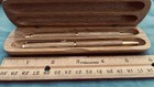 Rare Vintage Wooden Engraved Mcdonnell Douglas Pen pencil Set In Wood Box