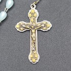 Vtg 22 italian Victorian Rosary Crucifix Jesus On The Cross W lily Of The Valley
