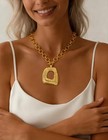 17 Mile Chunky Gold Necklace For Women  14k Gold Plated Vintage Boho Big Matt   